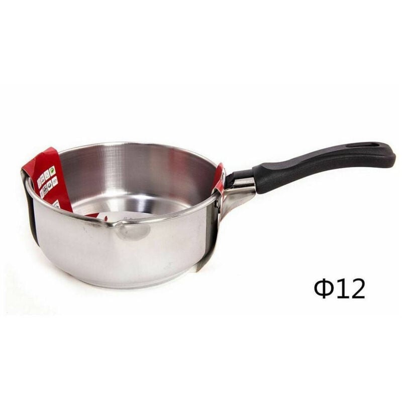 foto del prodotto trade shop traesio - pentolino bollitore da latte in metallo pentola diametro 12cm manico bachelite -