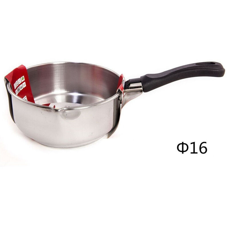 foto del prodotto trade shop traesio pentolino bollitore latte in acciaio inox diametro 16cm manico bachelite 106851 