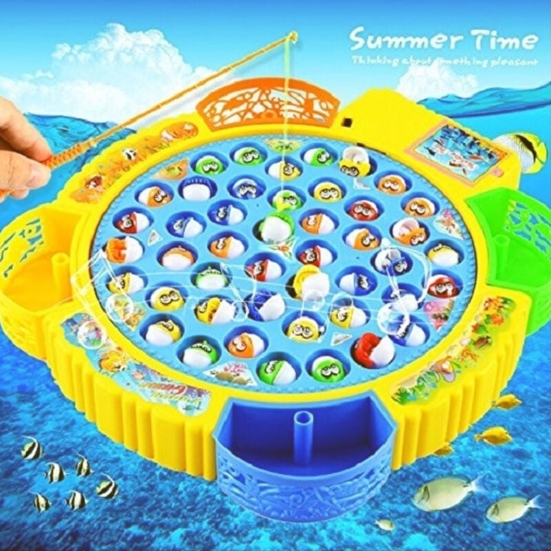 foto del prodotto trade shop traesio pesca pazza 45 pesci gioco da tavolo bambini gara giocattolo con 4 canne incluse 
