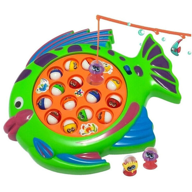 foto del prodotto trade shop traesio pesca pazza forma pesce 15 pesci gioco tavolo bambini effetti sonori gara 4canne 