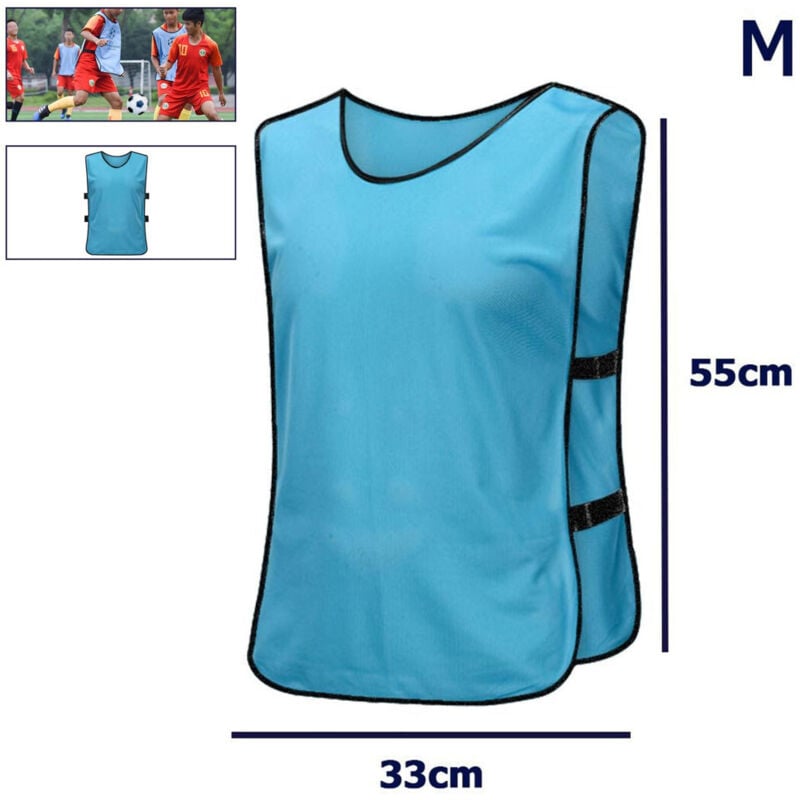 foto del prodotto trade shop traesio - pettorina da allenamento gilet casacca sportiva scuola calcio sport basket color - azzurro m