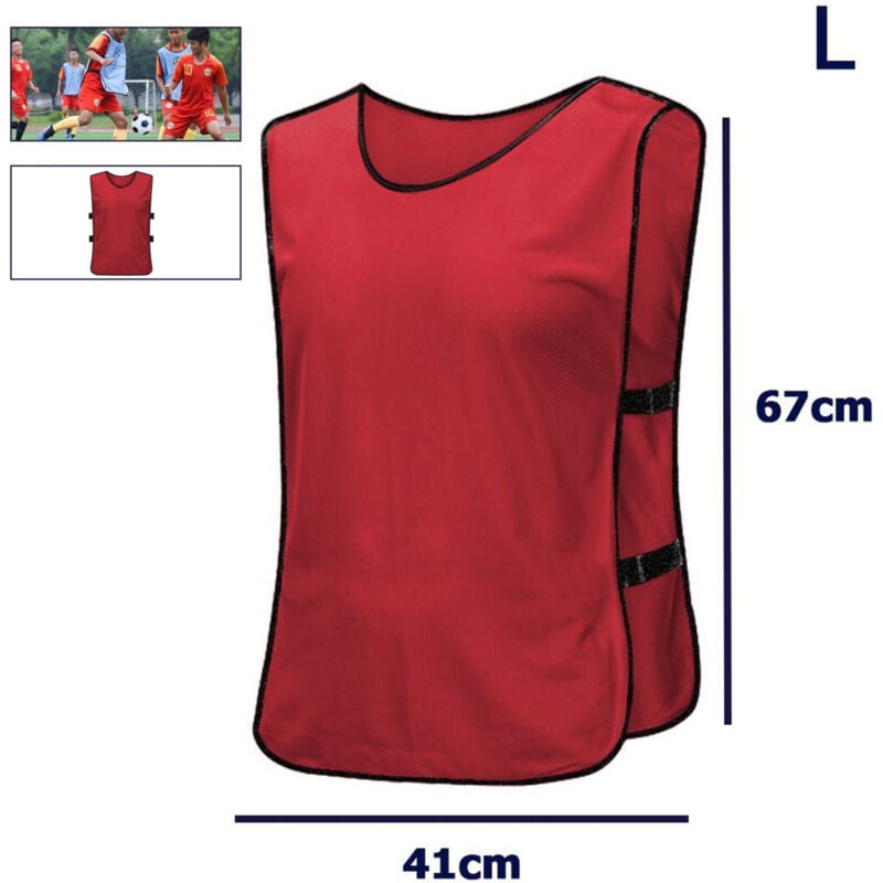 foto del prodotto trade shop traesio pettorina da allenamento gilet casacca sportiva scuola calcio sport basket color rosso l