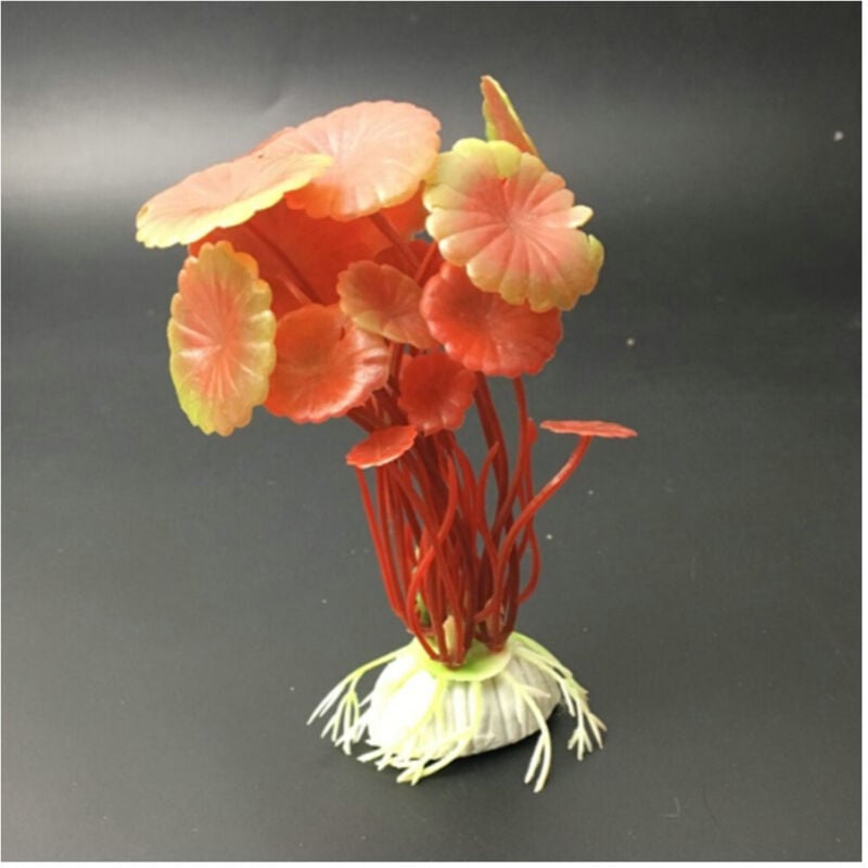 foto del prodotto trade shop traesio - pianta 10 cm piantina artificiale per acquario piante finte plastica color rosso -
