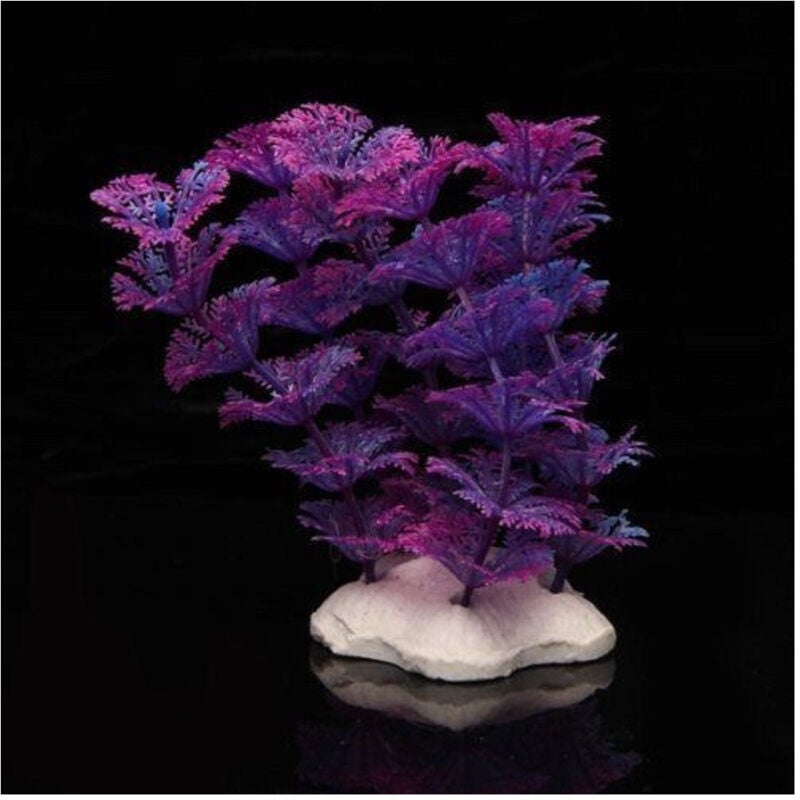 foto del prodotto trade shop traesio - pianta 11 cm piantina artificiale per acquario piante finte plastica viola -