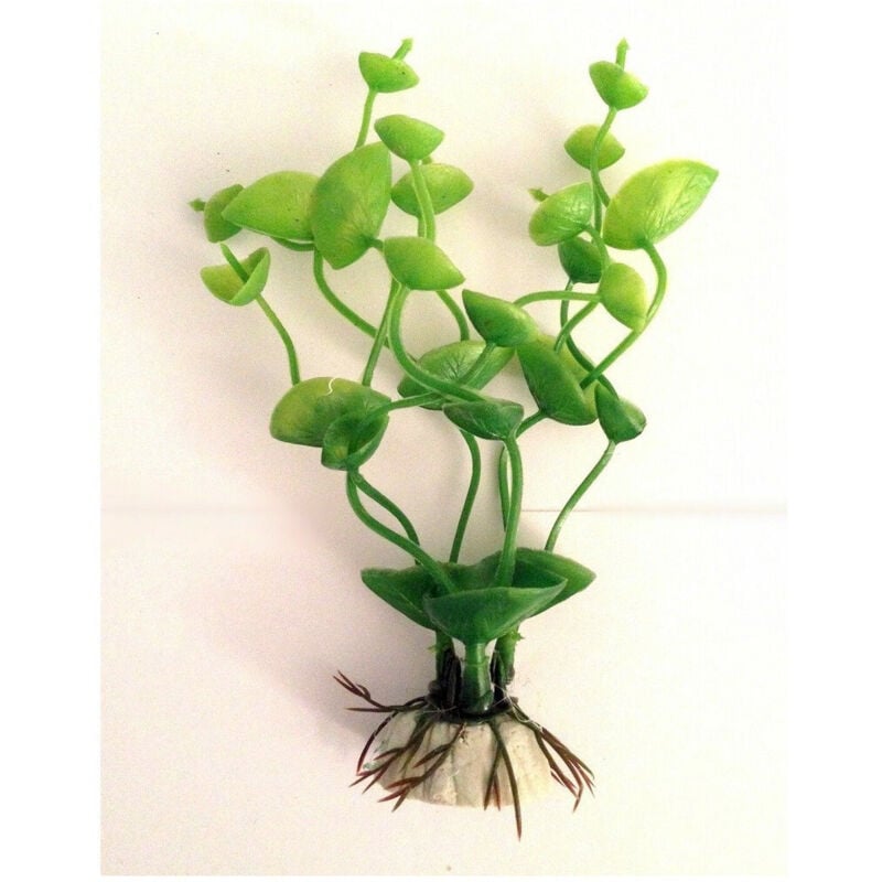 foto del prodotto trade shop traesio - pianta 13 cm piantina artificiale per acquario piante finte plastica color verde -