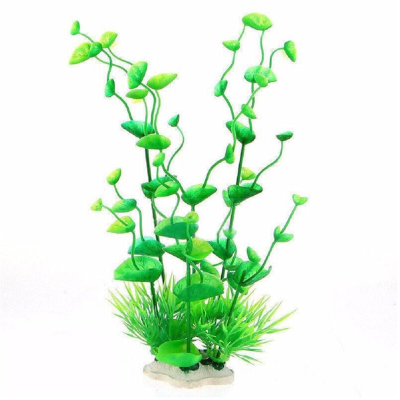 foto del prodotto trade shop traesio - pianta 16 cm piantina artificiale per acquario piante finte plastica verde -