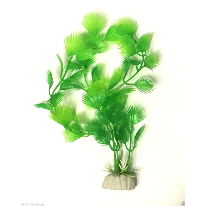foto del prodotto trade shop traesio - pianta 18 cm piantina artificiale per acquario piante finte plastica color verde -