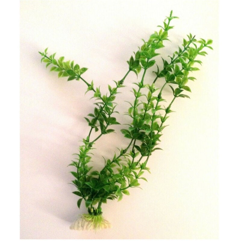 foto del prodotto trade shop traesio - pianta 26 cm piantina artificiale per acquario piante finte plastica color verde -
