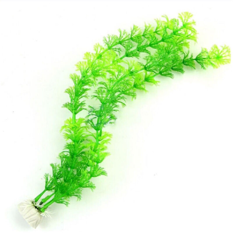 foto del prodotto trade shop traesio pianta 30 cm piantina artificiale per acquario piante finte plastica color verde 