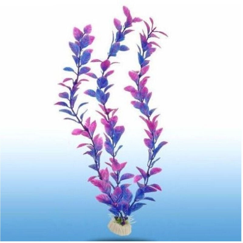 foto del prodotto trade shop traesio - pianta 32 cm piantina artificiale per acquario piante finte plastica color viola -