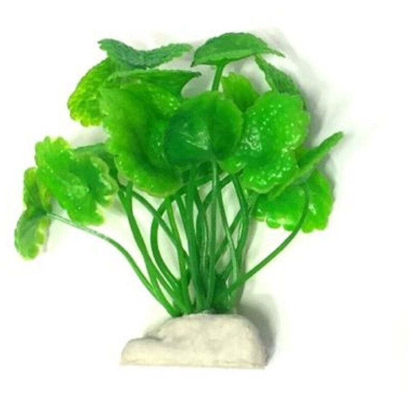 foto del prodotto trade shop traesio - pianta 7 cm piantina artificiale per acquario piante finte plastica color verde -