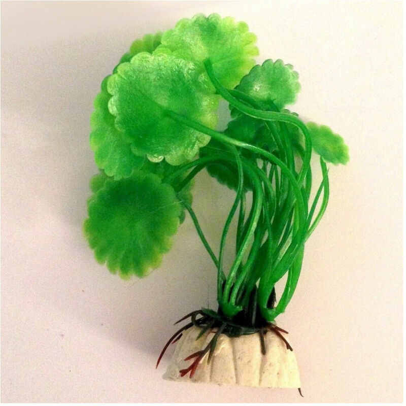 foto del prodotto trade shop traesio - pianta 9 cm piantina artificiale per acquario piante finte plastica color verde -