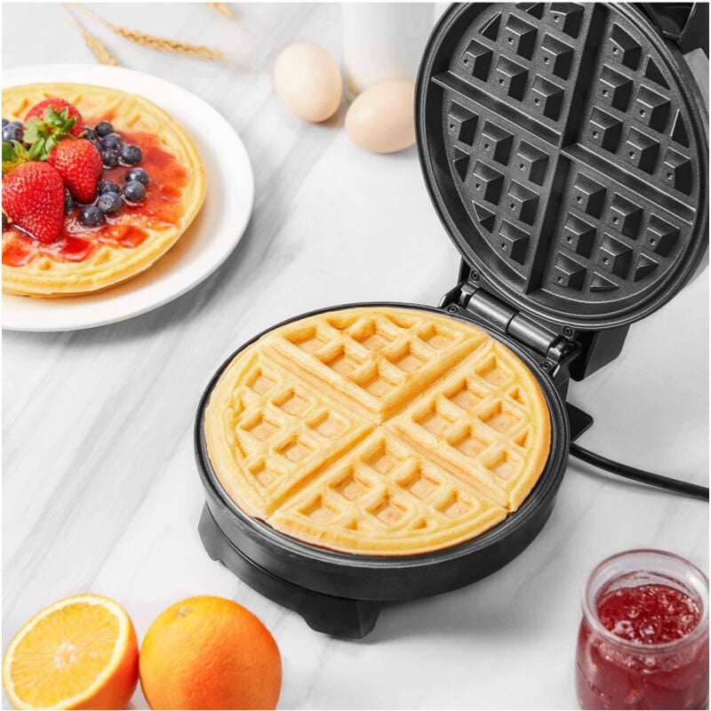 foto del prodotto trade shop traesio piastra elettrica macchina waffle maker 1000w griglia piastre antiaderenti nero 