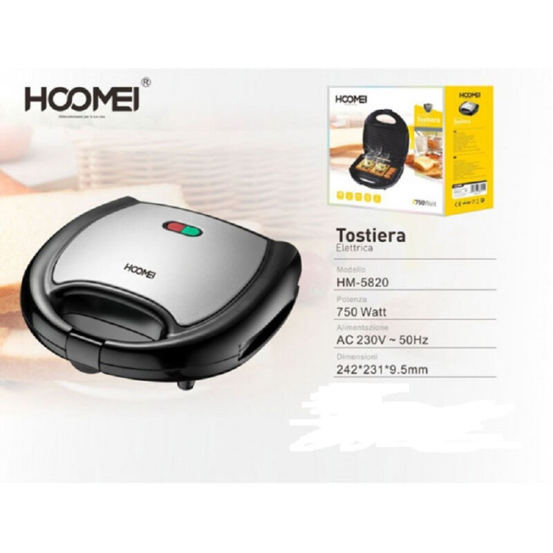foto del prodotto trade shop traesio piastra tostiera elettrica toast 750 watt antiaderente regolazione automatica 