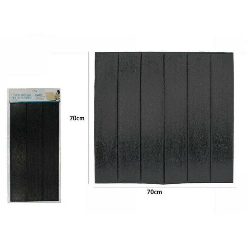 foto del prodotto trade shop traesio piastrella mattonella 3d adesivo parete muro pannello 70x70cm legno nero 71103 