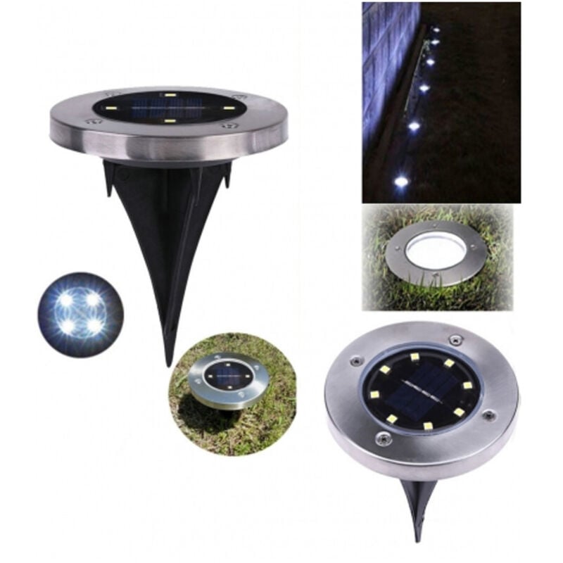 foto del prodotto trade shop traesio picchetto segnapasso bianco freddo pannello solare led waterproof illuminazione 