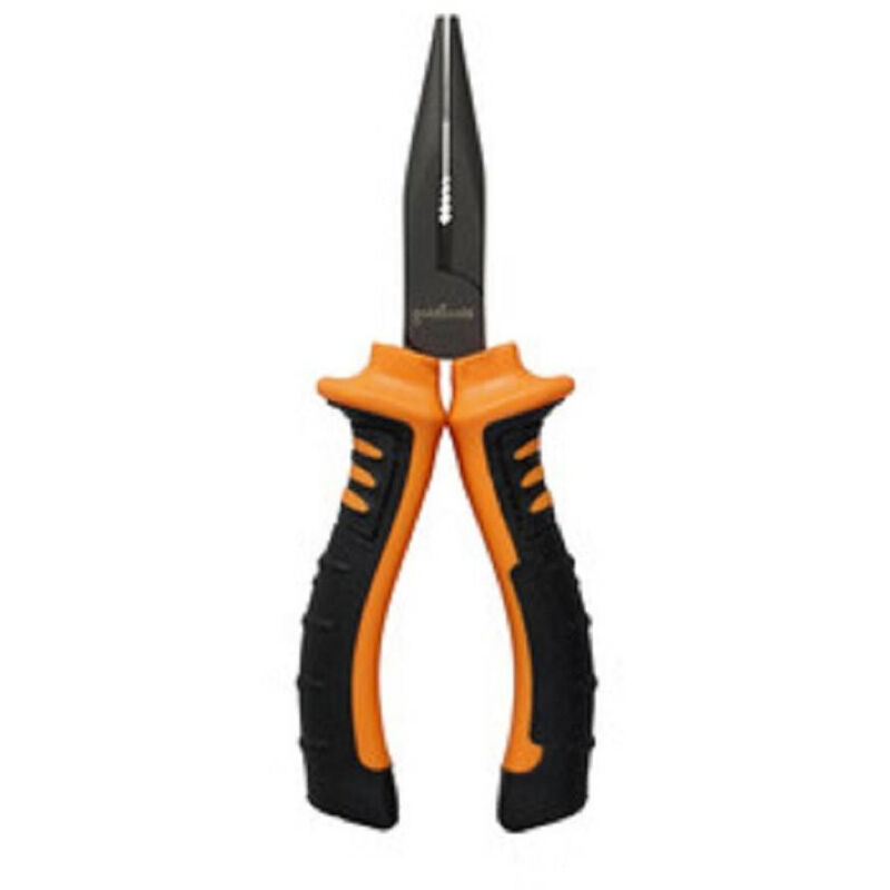 foto del prodotto trade shop traesio - pinza a becco lungo 6'' 12cm con becchi zigrinati con impugnatura antiscivolo -