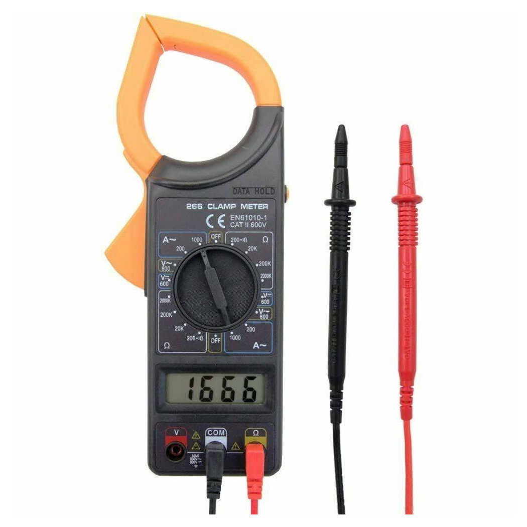 foto del prodotto trade shop traesio pinza amperometrica digitale tester tensione ac dc miltimetro con puntali 