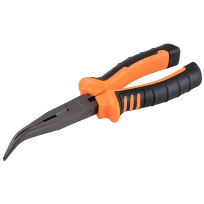 foto del prodotto trade shop traesio pinza becco lungo curvo 8 in acciaio pinze becchi lunghi curvi zigrinati 91512 