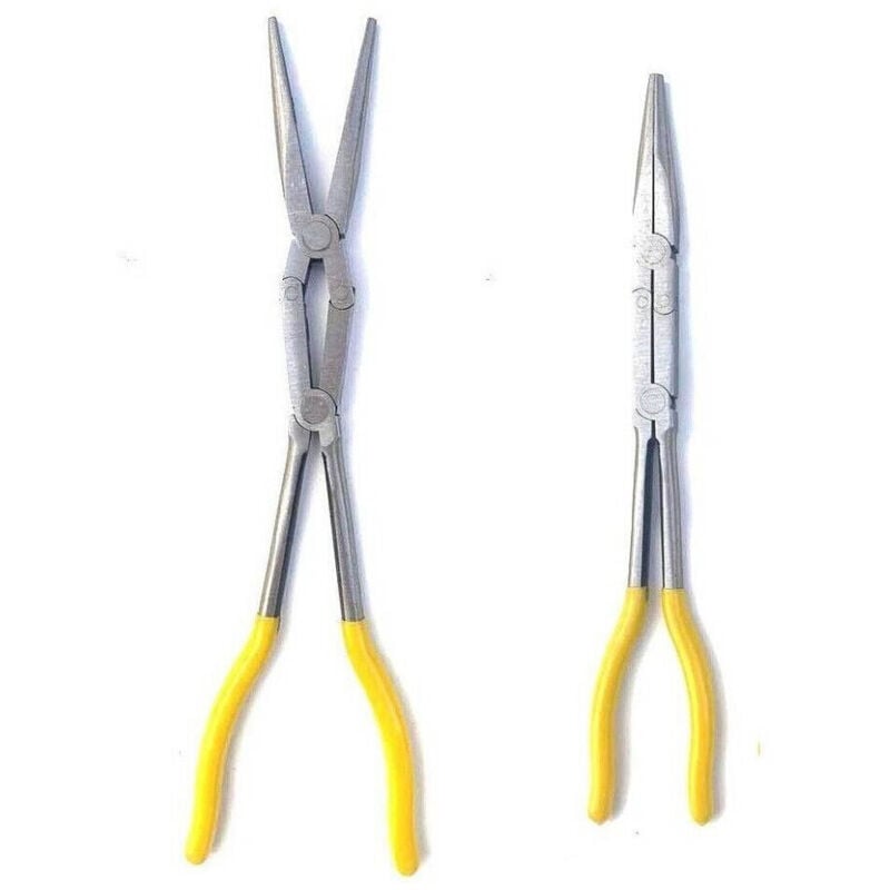 foto del prodotto trade shop traesio pinza extra lunga 340mm becchi lunghi dritto a doppio snodo per valvole molle 