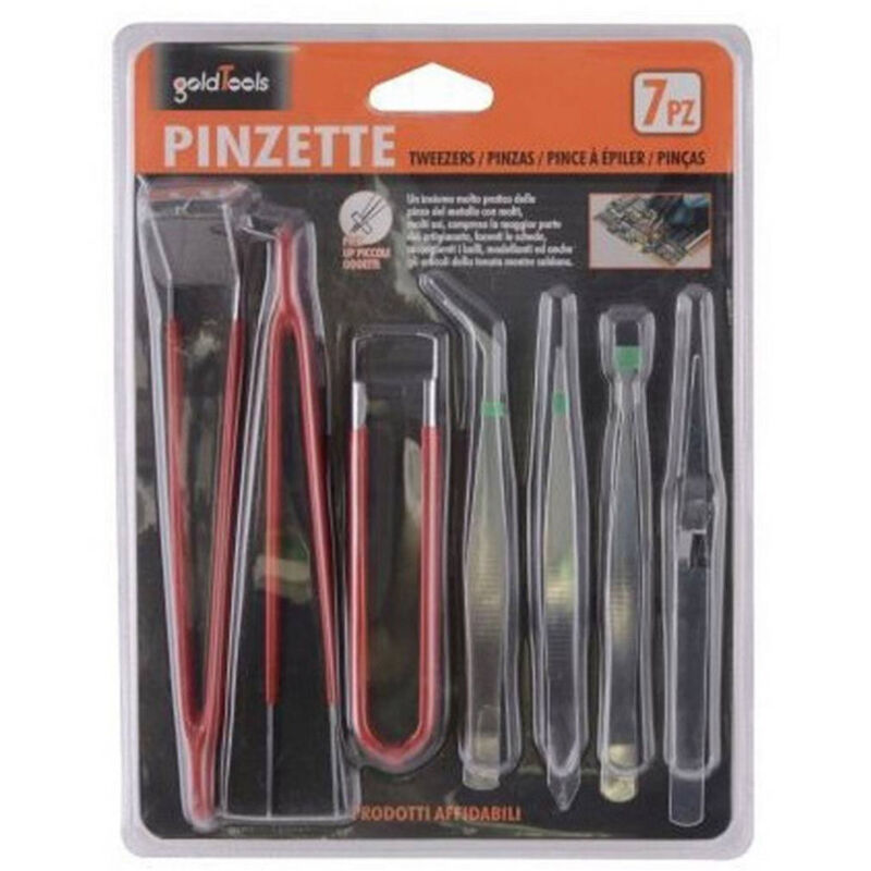 foto del prodotto trade shop traesio pinzette in acciaio pinze industriali di precisione modellismo elettronica 7 pz 