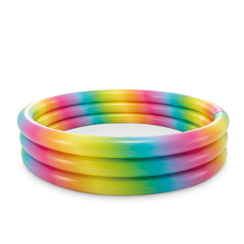 foto del prodotto trade shop traesio - piscina arcobaleno 168x38cm grande 3 anelli gonfiabile multicolore giardino 58449 -