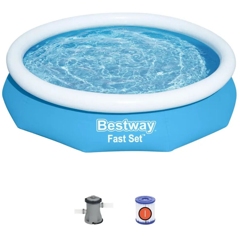 foto del prodotto trade shop traesio piscina fuori terra tonda gonfiabile fast set 305x66cm con pompa filtro cartuccia 57458 