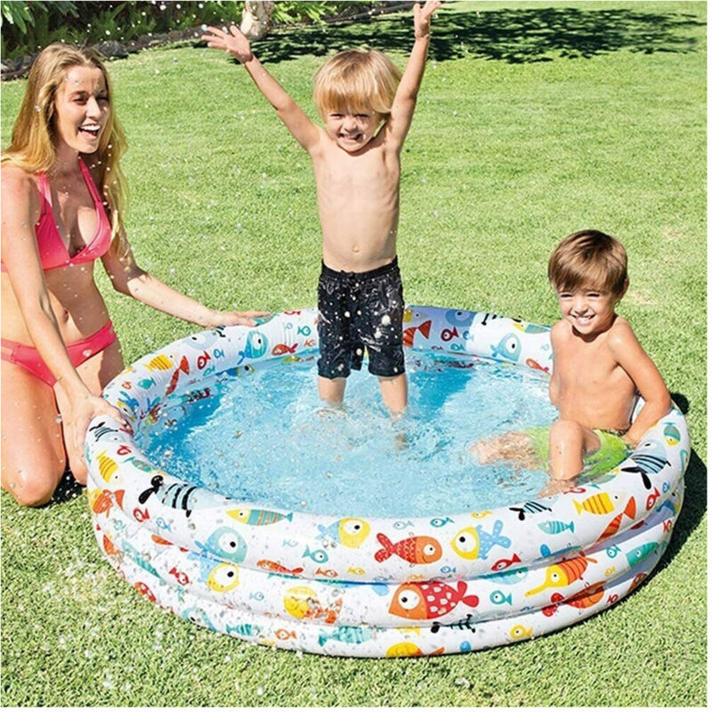 foto del prodotto trade shop traesio - piscina gonfiabile 3 anelli ø132xh.28 cm con animali marini estate bambini 59431 -
