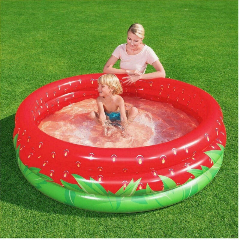 foto del prodotto trade shop traesio piscina gonfiabile fragola rotonda bambini giardino a 3 anelli 168 x 38 cm 51145 