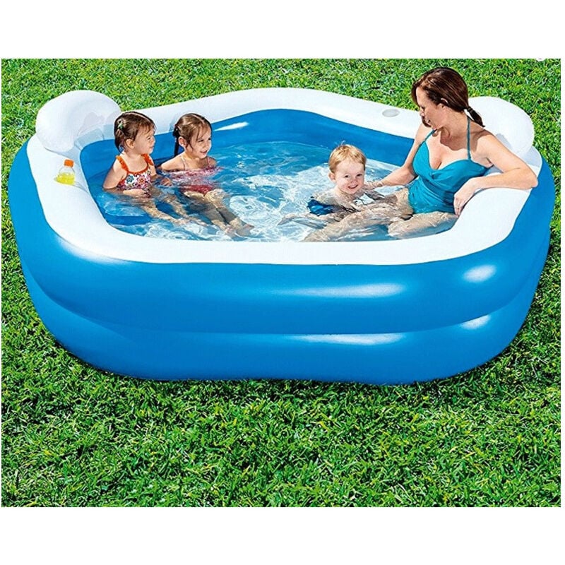 foto del prodotto trade shop traesio piscina gonfiabile fuoriterra 213 x 207 x 69 cm con portabicchieri cuscini 