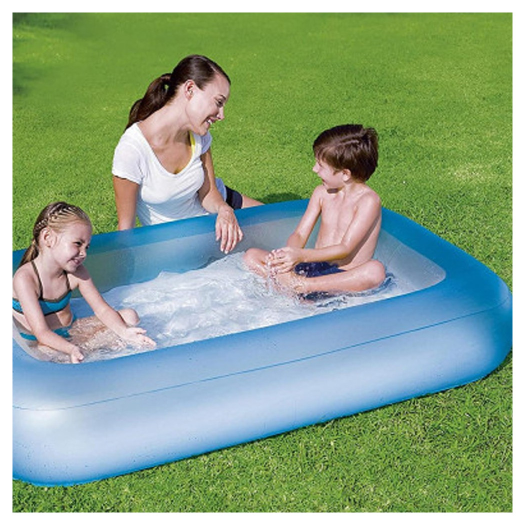 foto del prodotto trade shop traesio piscina gonfiabile rettangolare 165 x 104 x 25 cm con fondo gonfiabile bambini azzurro