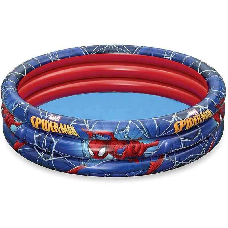 foto del prodotto trade shop traesio piscina gonfiabile spiderman l uomo ragno 3 anelli 122x30cm per bambini 2 98018 