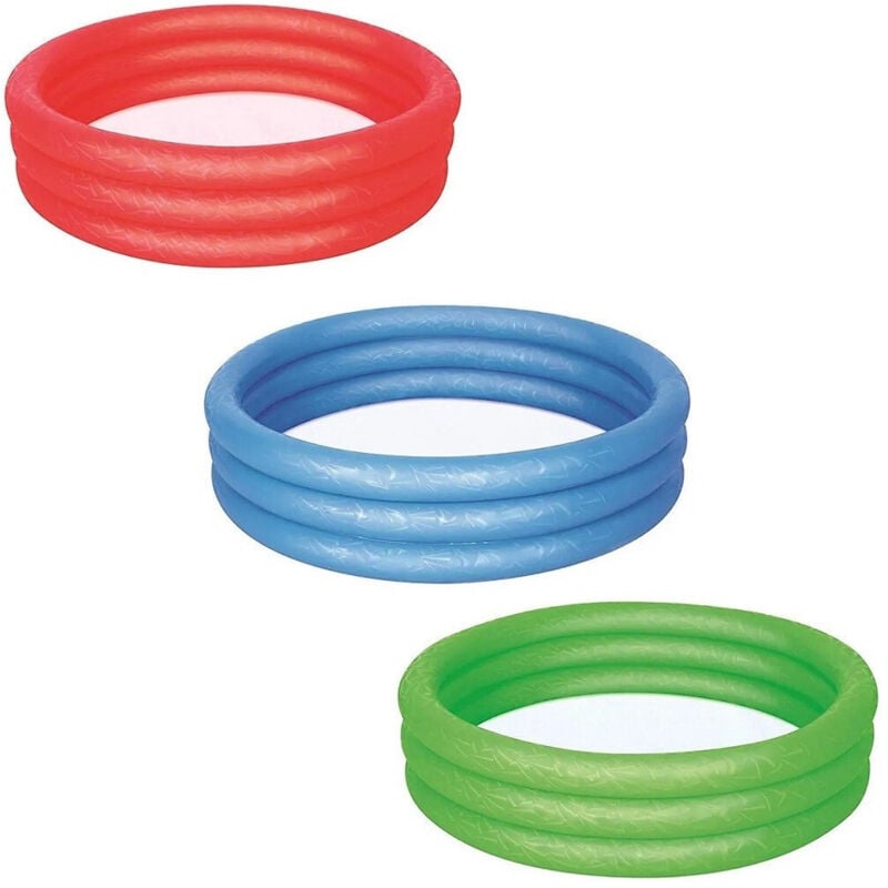 foto del prodotto trade shop traesio - piscina gonfiabile tinta unita effetto ghiaccio 3 anelli giardino 102x25cm 51024 -
