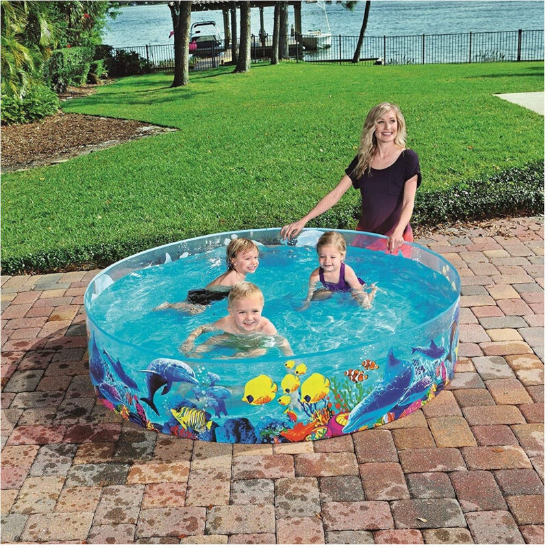 foto del prodotto trade shop traesio - piscina piscinetta rigida per bambini 2 anni+ fantasia marina 183 x 38 cm 55030 -