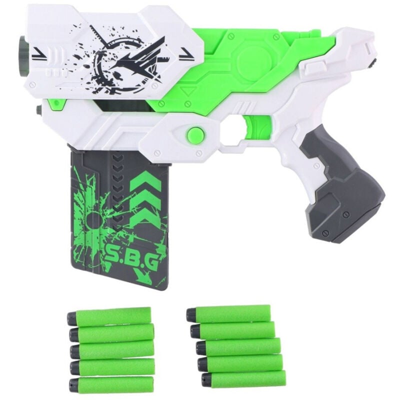 foto del prodotto trade shop traesio pistola giocattolo per bambini 10 colpi munizioni in gomma 27cm gioco bambino 