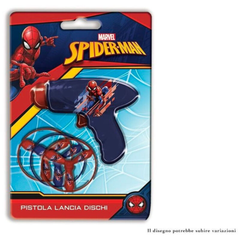foto del prodotto trade shop traesio pistola lancia dischi lancia eliche spiderman supereroi giocattolo per bambini 