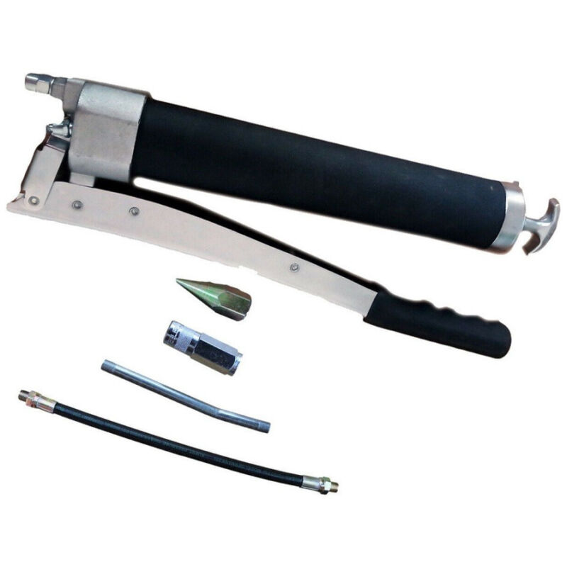 foto del prodotto trade shop traesio pistola pompa ingrassatore manuale 12000 psi tubo flessibile capacita 28 oz 