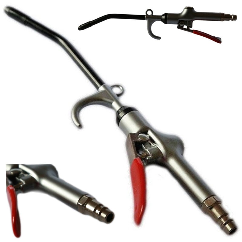 foto del prodotto trade shop traesio - pistola soffiaggio aria compressa per compressore innesto rapido canna 120mm -
