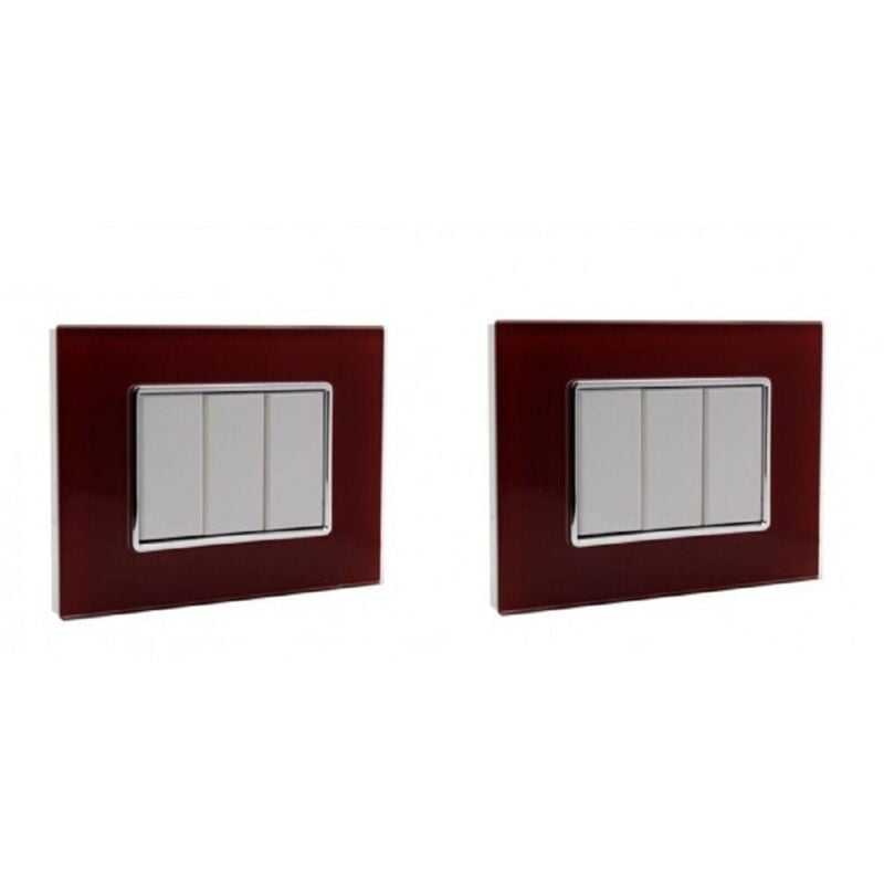 foto del prodotto trade shop traesio placca cristal 3 4 6m rosso pompeiano effetto vetro compatibile bticino axolute 3 fori 
