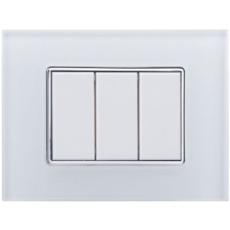 foto del prodotto trade shop traesio placca cristal 3m 4m 6m bianco effetto vetro compatibile con bticino axolute 3 fori 