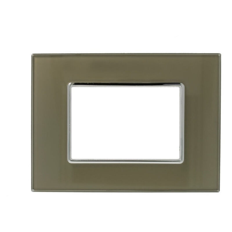 foto del prodotto trade shop traesio placca cristal 3m 4m 6m bronzo effetto vetro compatibile con bticino axolute 3 fori 