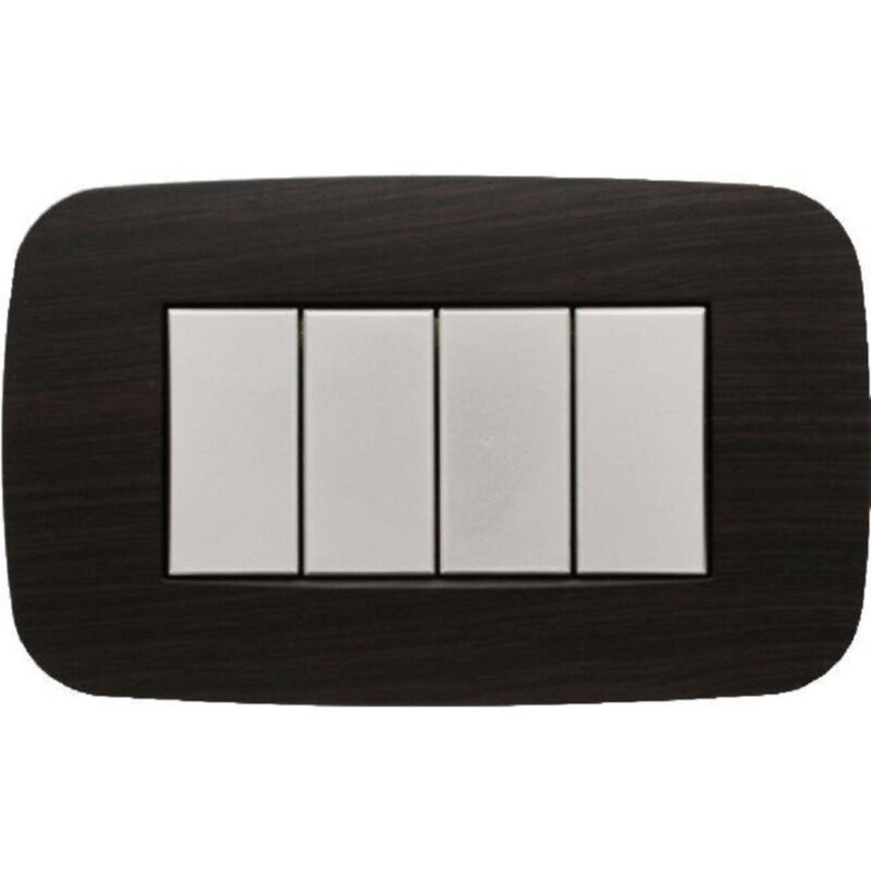 foto del prodotto trade shop traesio placca futura 3 4 6 moduli legno wenge compatibile con bticino axolute 4 fori 