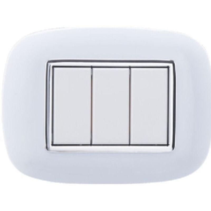foto del prodotto trade shop traesio placca oval 3 4 6 moduli colore bianco compatibile con bticino axolute 3 fori 
