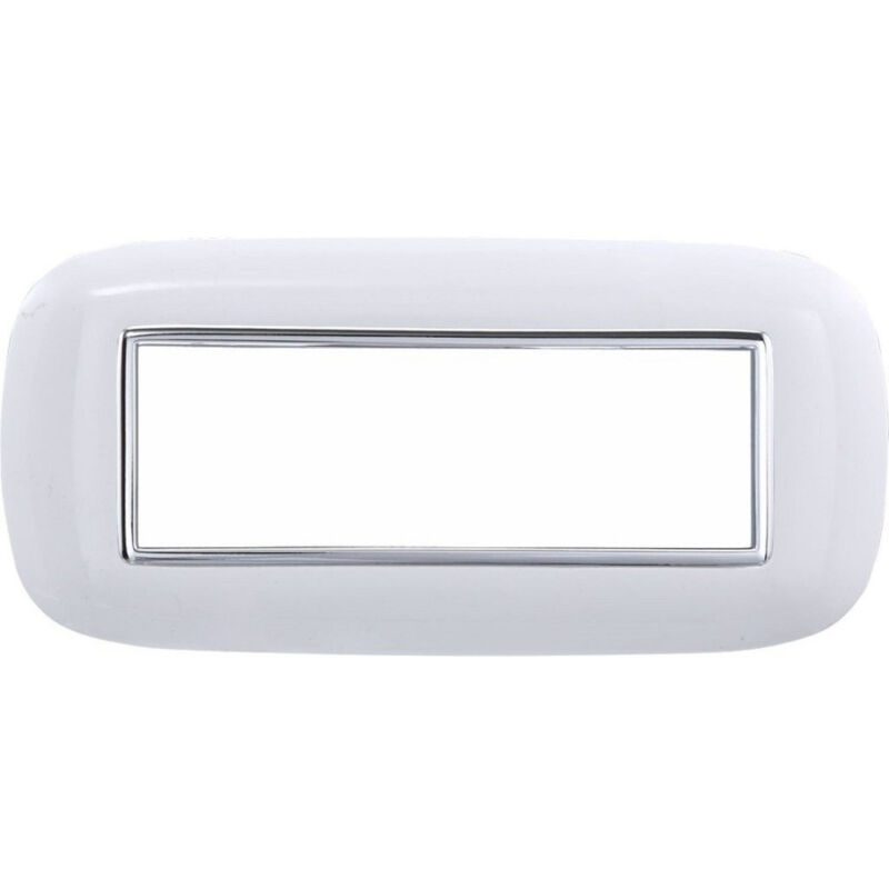 foto del prodotto trade shop traesio placca oval 3 4 6 moduli colore bianco compatibile con bticino axolute 6 fori 