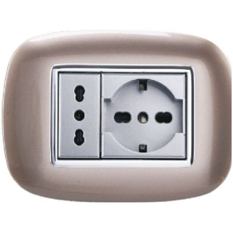 foto del prodotto trade shop traesio placca oval 3 4 6 moduli colore bronzo compatibile con bticino axolute 3 fori 