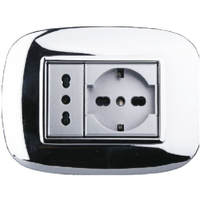 foto del prodotto trade shop traesio placca oval 3 4 6 moduli colore cromo lucido compatibile bticino axolute 3 fori 