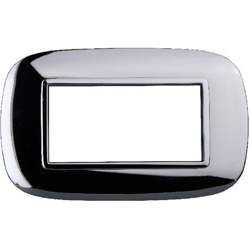 foto del prodotto trade shop traesio placca oval 3 4 6 moduli colore cromo lucido compatibile bticino axolute 4 fori 