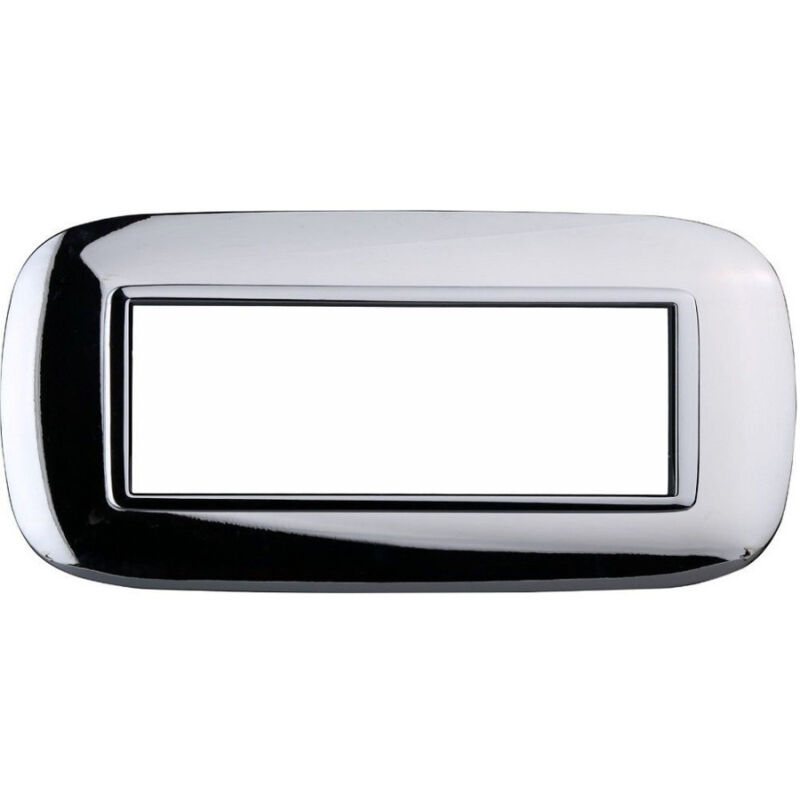 foto del prodotto trade shop traesio placca oval 3 4 6 moduli colore cromo lucido compatibile bticino axolute 6 fori 