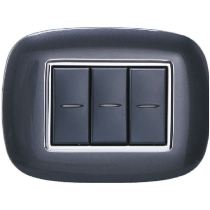 foto del prodotto trade shop traesio placca oval 3 4 6 moduli colore nero compatibile con bticino axolute 3 fori 