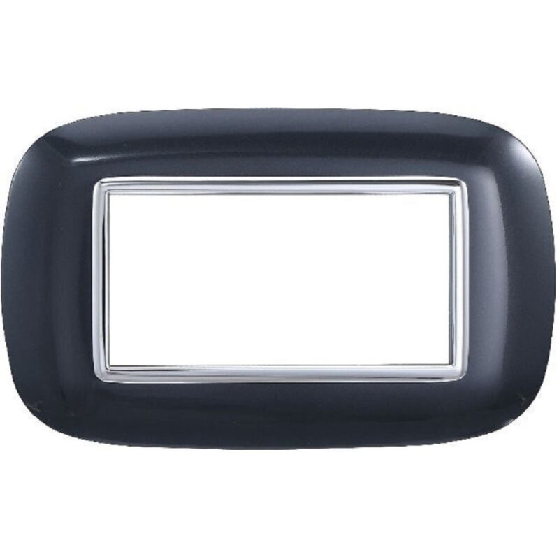 foto del prodotto trade shop traesio placca oval 3 4 6 moduli colore nero compatibile con bticino axolute 4 fori 